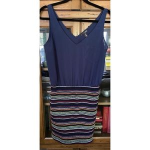 Aqua Navy V-Neck Dress Sz M NWT